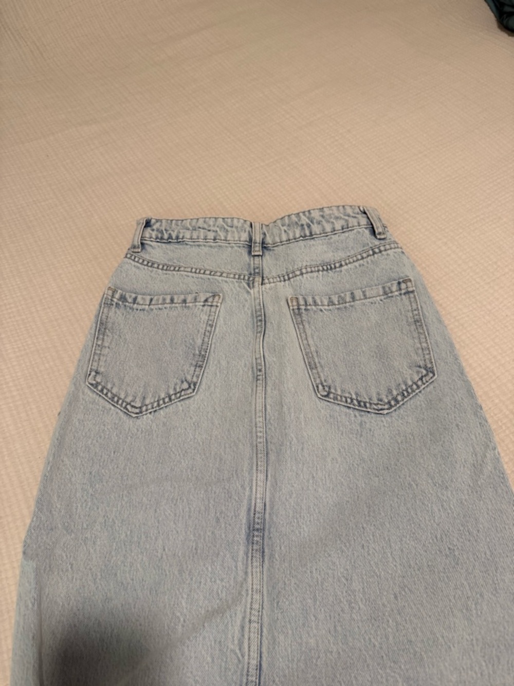 Zara Denim Midi Skirt Light Blue - Picture 4 of 5